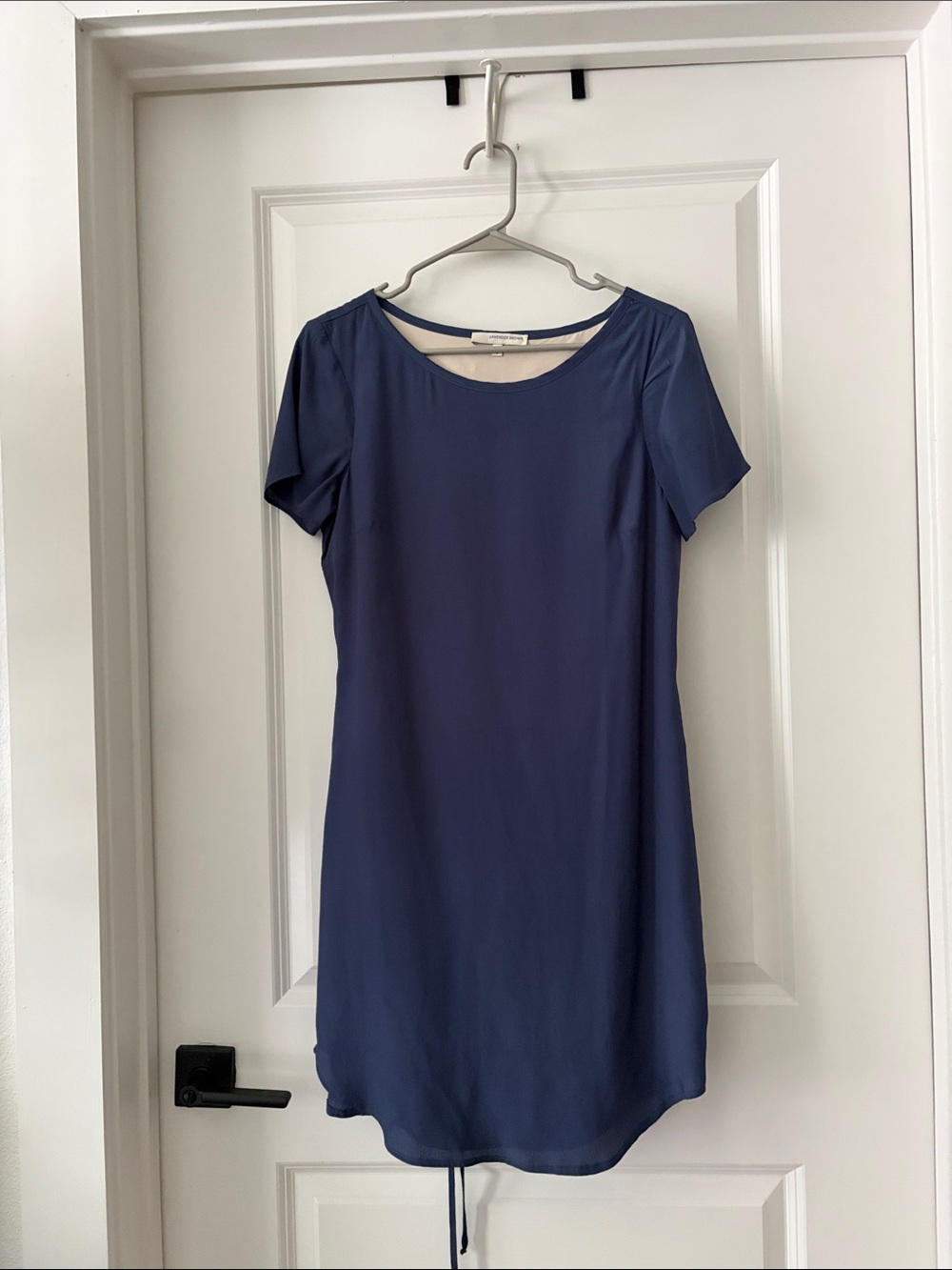 Lavender Brown Navy Short Sleeve Mini Tunic Dress